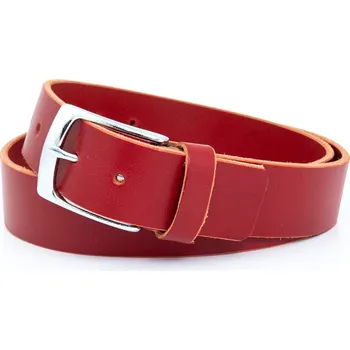 Opasek Kožený opasek červený Rozměry opasku: Obvod pasu: 70 cm (Celková délka: 85cm), Přezka: Stříbrná