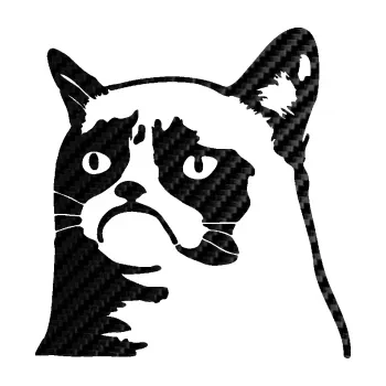 Samolepicí dekorace na vozidlo Grumpy cat 002 levá (50 - 3D karbon černý) SAMOLEPKA NA AUTO, NÁLEPKA, FÓLIE, POLEP, TUNING, VLASTNÍ TEXT, TISK, AUTOSAMOLEPKY.cz, POLEPY, OBRÁZEK, LOGO, 3D STICKERS