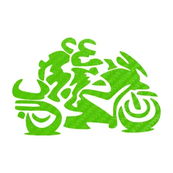 Samolepící dekorace SAMOLEPKA Motorkář 009 pravá se spolujezdcem (58 - 3D karbon zelený kawasaki) NA AUTO, NÁLEPKA, FÓLIE, POLEP, TUNING, VLASTNÍ TEXT, TISK, AUTOSAMOLEPKY.cz, POLEPY, OBRÁZEK, LOGO, SAMOLEPKY