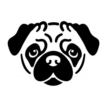 Polep vozidla Pes 067 Mopsík (01 - černá) SAMOLEPKA NA AUTO, NÁLEPKA, FÓLIE, POLEP, TUNING, VLASTNÍ TEXT, TISK, AUTOSAMOLEPKY.cz, POLEPY, OBRÁZEK, LOGO, 3D STICKERS