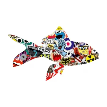 Polep vozidla SAMOLEPKA Ryba 002 pravá (83 - Sticker bomb) NA AUTO, NÁLEPKA, FÓLIE, POLEP, TUNING, VLASTNÍ TEXT, TISK, AUTOSAMOLEPKY.cz, POLEPY, OBRÁZEK, LOGO, SAMOLEPKY