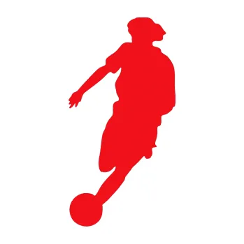 Samolepicí dekorace na vozidlo Fotbalista 027 levá (10 - červená) SAMOLEPKA NA AUTO, NÁLEPKA, FÓLIE, POLEP, TUNING, VLASTNÍ TEXT, TISK, AUTOSAMOLEPKY.cz, POLEPY, OBRÁZEK, LOGO, 3D STICKERS
