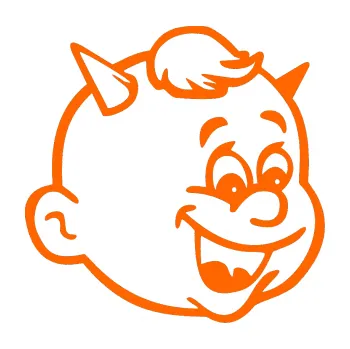 Samolepicí dekorace na vozidlo Dítě v autě 003 pravá chlapec ďáblík (73 - Fluorescentní oranžová) SAMOLEPKA NA AUTO, NÁLEPKA, FÓLIE, POLEP, TUNING, VLASTNÍ TEXT, TISK, AUTOSAMOLEPKY.cz, POLEPY, OBRÁZEK, LOGO, 3D STICKERS