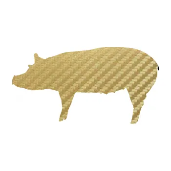 Samolepící dekorace Prase 002 levá (59 - 3D karbon zlatý) SAMOLEPKA NA AUTO, NÁLEPKA, FÓLIE, POLEP, TUNING, VLASTNÍ TEXT, TISK, AUTOSAMOLEPKY.cz, POLEPY, OBRÁZEK, LOGO, 3D STICKERS