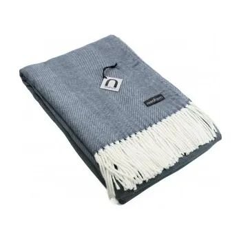 Přehoz na lůžko Pléd s třásněmi Skagen Dark Blue 130x170 cm