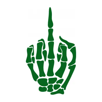 Samolepicí dekorace na vozidlo F*ck off kostra pravá (20 - tmavě zelená) SAMOLEPKA NA AUTO, NÁLEPKA, FÓLIE, POLEP, TUNING, VLASTNÍ TEXT, TISK, AUTOSAMOLEPKY.cz, POLEPY, OBRÁZEK, LOGO, 3D STICKERS