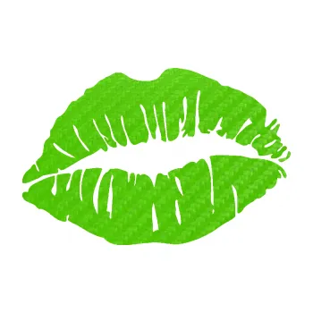 Samolepící dekorace Pusa 002 pravá otisk rtů (58 - 3D karbon zelený kawasaki) SAMOLEPKA NA AUTO, NÁLEPKA, FÓLIE, POLEP, TUNING, VLASTNÍ TEXT, TISK, AUTOSAMOLEPKY.cz, POLEPY, OBRÁZEK, LOGO, 3D STICKERS