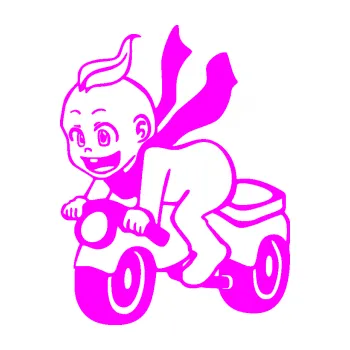 Samolepicí dekorace na vozidlo Dítě v autě 083 levá chlapeček na odrážedle (72 - Fluorescentní růžová) SAMOLEPKA NA AUTO, NÁLEPKA, FÓLIE, POLEP, TUNING, VLASTNÍ TEXT, TISK, AUTOSAMOLEPKY.cz, POLEPY, OBRÁZEK, LOGO, 3D STICKERS