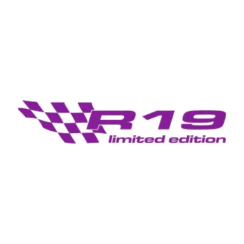 Polep vozidla SAMOLEPKA R19 limited edition levá (14 - fialová) NA AUTO, NÁLEPKA, FÓLIE, POLEP, TUNING, VLASTNÍ TEXT, TISK, AUTOSAMOLEPKY.cz, POLEPY, OBRÁZEK, LOGO, SAMOLEPKY
