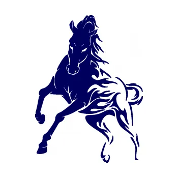 Samolepící dekorace SAMOLEPKA Kůň 079 levá v plamenech (23 - tmavě modrá) NA AUTO, NÁLEPKA, FÓLIE, POLEP, TUNING, VLASTNÍ TEXT, TISK, AUTOSAMOLEPKY.cz, POLEPY, OBRÁZEK, LOGO, SAMOLEPKY