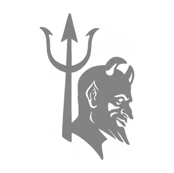 Samolepící dekorace SAMOLEPKA Čert 003 pravá s vidlemi (17 - šedá) NA AUTO, NÁLEPKA, FÓLIE, POLEP, TUNING, VLASTNÍ TEXT, TISK, AUTOSAMOLEPKY.cz, POLEPY, OBRÁZEK, LOGO, SAMOLEPKY