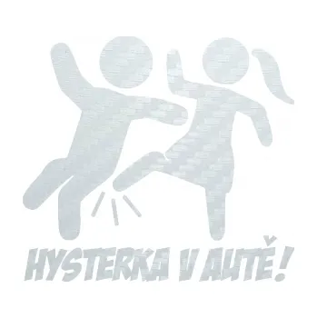 Polep vozidla SAMOLEPKA Hysterka v autě levá (51 - 3D karbon bílý) NA AUTO, NÁLEPKA, FÓLIE, POLEP, TUNING, VLASTNÍ TEXT, TISK, AUTOSAMOLEPKY.cz, POLEPY, OBRÁZEK, LOGO, SAMOLEPKY