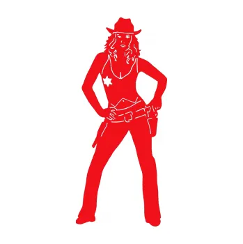 Samolepící dekorace SAMOLEPKA Kovbojka 001 levá (10 - červená) NA AUTO, NÁLEPKA, FÓLIE, POLEP, TUNING, VLASTNÍ TEXT, TISK, AUTOSAMOLEPKY.cz, POLEPY, OBRÁZEK, LOGO, SAMOLEPKY