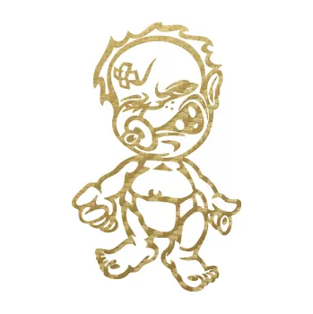 Samolepicí dekorace na vozidlo Crazy mimino levá (59 - 3D karbon zlatý) SAMOLEPKA NA AUTO, NÁLEPKA, FÓLIE, POLEP, TUNING, VLASTNÍ TEXT, TISK, AUTOSAMOLEPKY.cz, POLEPY, OBRÁZEK, LOGO, 3D STICKERS