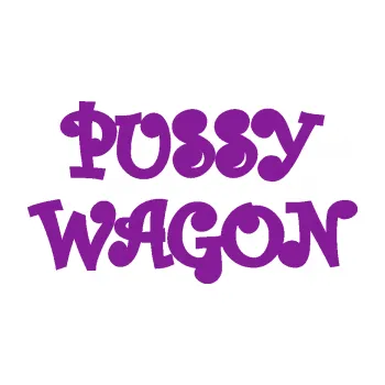 Polep vozidla SAMOLEPKA Pussy wagon nápis (14 - fialová) NA AUTO, NÁLEPKA, FÓLIE, POLEP, TUNING, VLASTNÍ TEXT, TISK, AUTOSAMOLEPKY.cz, POLEPY, OBRÁZEK, LOGO, SAMOLEPKY