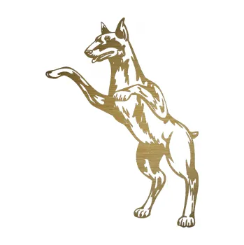 Polep vozidla SAMOLEPKA Pes 028 levá (64 - škrábaný kov zlatý) NA AUTO, NÁLEPKA, FÓLIE, POLEP, TUNING, VLASTNÍ TEXT, TISK, AUTOSAMOLEPKY.cz, POLEPY, OBRÁZEK, LOGO, SAMOLEPKY