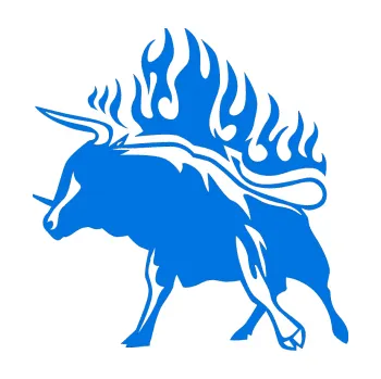 Samolepicí dekorace na vozidlo Animal flames 055 levá býk (11 - modrá oceán) SAMOLEPKA NA AUTO, NÁLEPKA, FÓLIE, POLEP, TUNING, VLASTNÍ TEXT, TISK, AUTOSAMOLEPKY.cz, POLEPY, OBRÁZEK, LOGO, 3D STICKERS