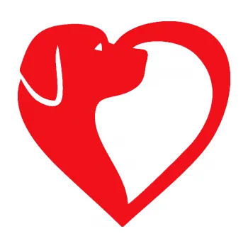 Polep vozidla SAMOLEPKA Pes 105 levá v srdíčku (10 - červená) NA AUTO, NÁLEPKA, FÓLIE, POLEP, TUNING, VLASTNÍ TEXT, TISK, AUTOSAMOLEPKY.cz, POLEPY, OBRÁZEK, LOGO, SAMOLEPKY