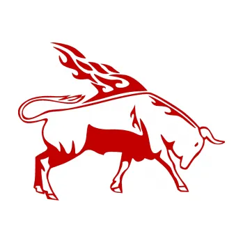 Samolepicí dekorace na vozidlo Animal flames 067 pravá býk (18 - tmavě červená) SAMOLEPKA NA AUTO, NÁLEPKA, FÓLIE, POLEP, TUNING, VLASTNÍ TEXT, TISK, AUTOSAMOLEPKY.cz, POLEPY, OBRÁZEK, LOGO, 3D STICKERS