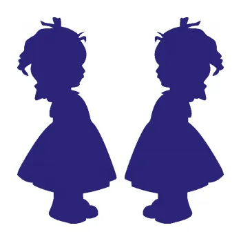 samolepka Dítě v autě 072 dvě holčičky sourozenci (22 - střední modrá) SAMOLEPKA NA AUTO, NÁLEPKA, FÓLIE, POLEP, TUNING, VLASTNÍ TEXT, TISK, AUTOSAMOLEPKY.cz, POLEPY, OBRÁZEK, LOGO, 3D STICKERS