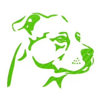 Polep vozidla Pes 134 pravá Stafordširský bulteriér (58 - 3D karbon zelený kawasaki) SAMOLEPKA NA AUTO, NÁLEPKA, FÓLIE, POLEP, TUNING, VLASTNÍ TEXT, TISK, AUTOSAMOLEPKY.cz, POLEPY, OBRÁZEK, LOGO, 3D STICKERS