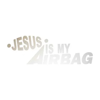 Polep vozidla SAMOLEPKA Jesus is my airbag nápis (82 - odrazková reflexní bílá) NA AUTO, NÁLEPKA, FÓLIE, POLEP, TUNING, VLASTNÍ TEXT, TISK, AUTOSAMOLEPKY.cz, POLEPY, OBRÁZEK, LOGO, SAMOLEPKY