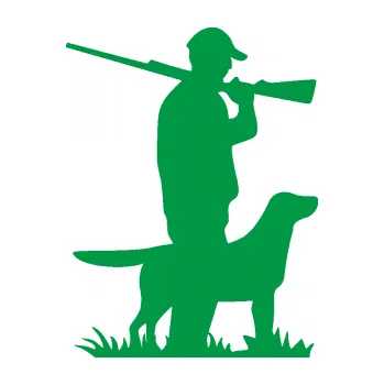 Samolepící dekorace SAMOLEPKA Myslivec 005 pravá se psem na lovu (12 - zelená) NA AUTO, NÁLEPKA, FÓLIE, POLEP, TUNING, VLASTNÍ TEXT, TISK, AUTOSAMOLEPKY.cz, POLEPY, OBRÁZEK, LOGO, SAMOLEPKY