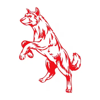 Polep vozidla SAMOLEPKA Pes 025 levá (10 - červená) NA AUTO, NÁLEPKA, FÓLIE, POLEP, TUNING, VLASTNÍ TEXT, TISK, AUTOSAMOLEPKY.cz, POLEPY, OBRÁZEK, LOGO, SAMOLEPKY