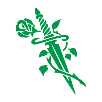 Samolepící dekorace Meč s růží pravá (12 - zelená) SAMOLEPKA NA AUTO, NÁLEPKA, FÓLIE, POLEP, TUNING, VLASTNÍ TEXT, TISK, AUTOSAMOLEPKY.cz, POLEPY, OBRÁZEK, LOGO, 3D STICKERS