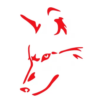 Polep vozidla SAMOLEPKA Pes 159 levá vlk (10 - červená) NA AUTO, NÁLEPKA, FÓLIE, POLEP, TUNING, VLASTNÍ TEXT, TISK, AUTOSAMOLEPKY.cz, POLEPY, OBRÁZEK, LOGO, SAMOLEPKY