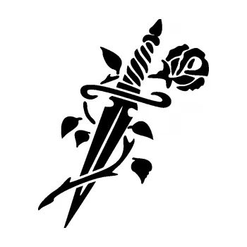 Samolepící dekorace SAMOLEPKA Meč s růží levá (01 - černá) NA AUTO, NÁLEPKA, FÓLIE, POLEP, TUNING, VLASTNÍ TEXT, TISK, AUTOSAMOLEPKY.cz, POLEPY, OBRÁZEK, LOGO, SAMOLEPKY