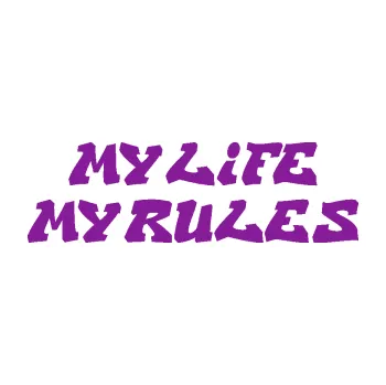 Polep vozidla SAMOLEPKA My life My rules nápis můj život moje pravidla (14 - fialová) NA AUTO, NÁLEPKA, FÓLIE, POLEP, TUNING, VLASTNÍ TEXT, TISK, AUTOSAMOLEPKY.cz, POLEPY, OBRÁZEK, LOGO, SAMOLEPKY