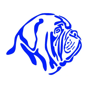 Polep vozidla Pes 163 pravá bordeauxská doga (19 - modrá dynamic) SAMOLEPKA NA AUTO, NÁLEPKA, FÓLIE, POLEP, TUNING, VLASTNÍ TEXT, TISK, AUTOSAMOLEPKY.cz, POLEPY, OBRÁZEK, LOGO, 3D STICKERS