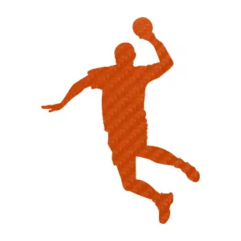 Samolepicí dekorace na vozidlo Házená 001 levá hráč (54 - 3D karbon oranžový) SAMOLEPKA NA AUTO, NÁLEPKA, FÓLIE, POLEP, TUNING, VLASTNÍ TEXT, TISK, AUTOSAMOLEPKY.cz, POLEPY, OBRÁZEK, LOGO, 3D STICKERS