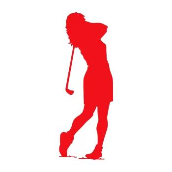 Polep vozidla SAMOLEPKA Golfistka 015 levá (10 - červená) NA AUTO, NÁLEPKA, FÓLIE, POLEP, TUNING, VLASTNÍ TEXT, TISK, AUTOSAMOLEPKY.cz, POLEPY, OBRÁZEK, LOGO, SAMOLEPKY