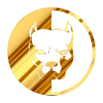 Polep vozidla SAMOLEPKA Pitbull 001 kruh levá (81 - chrom fólie zlatá zrcadlová) NA AUTO, NÁLEPKA, FÓLIE, POLEP, TUNING, VLASTNÍ TEXT, TISK, AUTOSAMOLEPKY.cz, POLEPY, OBRÁZEK, LOGO, SAMOLEPKY