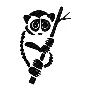 Samolepící dekorace SAMOLEPKA Opice 004 pravá lemur na stromě (50 - 3D karbon černý) NA AUTO, NÁLEPKA, FÓLIE, POLEP, TUNING, VLASTNÍ TEXT, TISK, AUTOSAMOLEPKY.cz, POLEPY, OBRÁZEK, LOGO, SAMOLEPKY