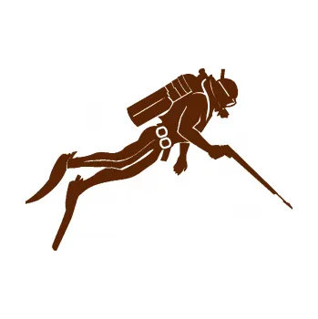 Polep vozidla SAMOLEPKA Potápěč 010 pravá (15 - hnědá) NA AUTO, NÁLEPKA, FÓLIE, POLEP, TUNING, VLASTNÍ TEXT, TISK, AUTOSAMOLEPKY.cz, POLEPY, OBRÁZEK, LOGO, SAMOLEPKY