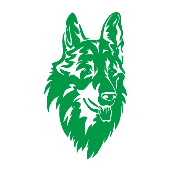 Polep vozidla Pes 128 pravá německý ovčák (12 - zelená) SAMOLEPKA NA AUTO, NÁLEPKA, FÓLIE, POLEP, TUNING, VLASTNÍ TEXT, TISK, AUTOSAMOLEPKY.cz, POLEPY, OBRÁZEK, LOGO, 3D STICKERS