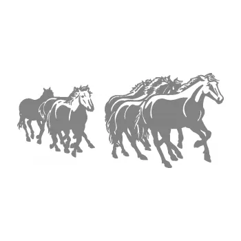 Samolepící dekorace SAMOLEPKA Koníci 005 stádo pravá (17 - šedá) NA AUTO, NÁLEPKA, FÓLIE, POLEP, TUNING, VLASTNÍ TEXT, TISK, AUTOSAMOLEPKY.cz, POLEPY, OBRÁZEK, LOGO, SAMOLEPKY