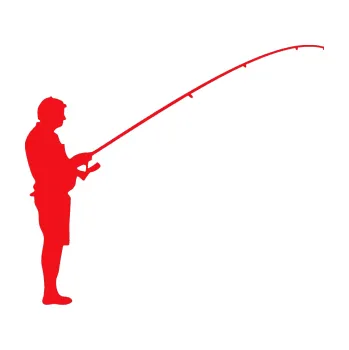 Polep vozidla SAMOLEPKA Rybář 008 pravá (10 - červená) NA AUTO, NÁLEPKA, FÓLIE, POLEP, TUNING, VLASTNÍ TEXT, TISK, AUTOSAMOLEPKY.cz, POLEPY, OBRÁZEK, LOGO, SAMOLEPKY