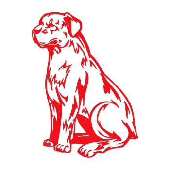 Polep vozidla SAMOLEPKA Pes 032 levá (10 - červená) NA AUTO, NÁLEPKA, FÓLIE, POLEP, TUNING, VLASTNÍ TEXT, TISK, AUTOSAMOLEPKY.cz, POLEPY, OBRÁZEK, LOGO, SAMOLEPKY