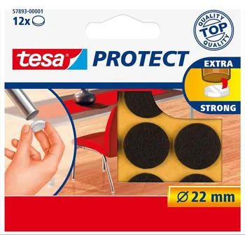 Podložka pod nábytek Plstěné samolepicí podložky Tesa Protect, 22 mm, hnědá