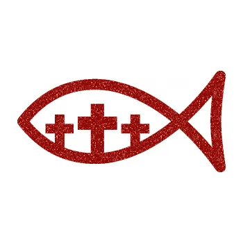 samolepka Jesus rybička 005 tři kříže křesťanský symbol (86 - Ultra Metalic červená) SAMOLEPKA NA AUTO, NÁLEPKA, FÓLIE, POLEP, TUNING, VLASTNÍ TEXT, TISK, AUTOSAMOLEPKY.cz, POLEPY, OBRÁZEK, LOGO, 3D STICKERS