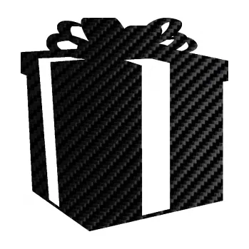 Samolepící dekorace Dárek 001 krabice s mašlí (50 - 3D karbon černý) SAMOLEPKA NA AUTO, NÁLEPKA, FÓLIE, POLEP, TUNING, VLASTNÍ TEXT, TISK, AUTOSAMOLEPKY.cz, POLEPY, OBRÁZEK, LOGO, 3D STICKERS