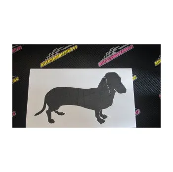 Polep vozidla SAMOLEPKA Pes 094 pravá Baset (10 - červená) NA AUTO, NÁLEPKA, FÓLIE, POLEP, TUNING, VLASTNÍ TEXT, TISK, AUTOSAMOLEPKY.cz, POLEPY, OBRÁZEK, LOGO, SAMOLEPKY