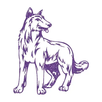 Polep vozidla SAMOLEPKA Pes 026 levá (87 - Ultra Metalic fialová) NA AUTO, NÁLEPKA, FÓLIE, POLEP, TUNING, VLASTNÍ TEXT, TISK, AUTOSAMOLEPKY.cz, POLEPY, OBRÁZEK, LOGO, SAMOLEPKY