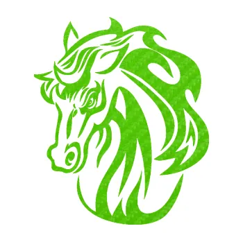 Samolepící dekorace Kůň 069 levá hlava s hřívou (58 - 3D karbon zelený kawasaki) SAMOLEPKA NA AUTO, NÁLEPKA, FÓLIE, POLEP, TUNING, VLASTNÍ TEXT, TISK, AUTOSAMOLEPKY.cz, POLEPY, OBRÁZEK, LOGO, 3D STICKERS