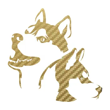 Polep vozidla SAMOLEPKA Pes 117 levá husky (59 - 3D karbon zlatý) NA AUTO, NÁLEPKA, FÓLIE, POLEP, TUNING, VLASTNÍ TEXT, TISK, AUTOSAMOLEPKY.cz, POLEPY, OBRÁZEK, LOGO, SAMOLEPKY