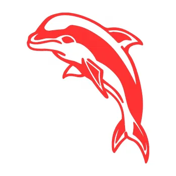 Samolepící dekorace Delfín 001 levá (02 - světle červená) SAMOLEPKA NA AUTO, NÁLEPKA, FÓLIE, POLEP, TUNING, VLASTNÍ TEXT, TISK, AUTOSAMOLEPKY.cz, POLEPY, OBRÁZEK, LOGO, 3D STICKERS